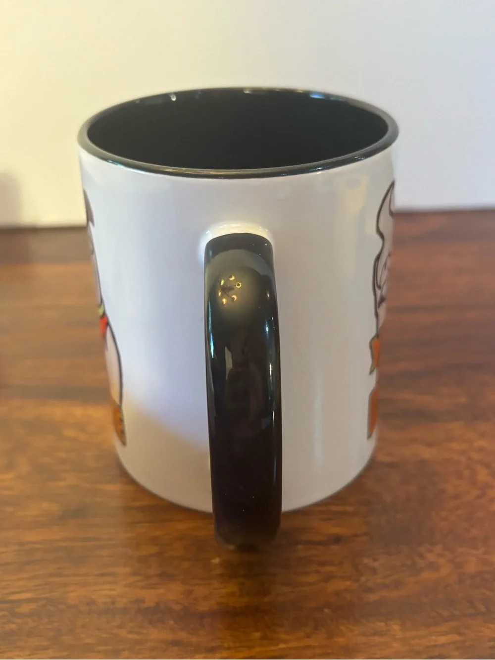 Novelty White Ceramic Coffee Mug with Black Handle - Yabba Dabba Doobie Design